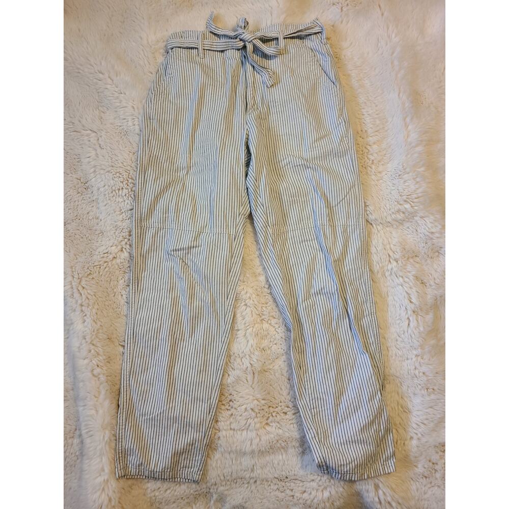 American Eagle blue white striped wide leg casual pants size 4